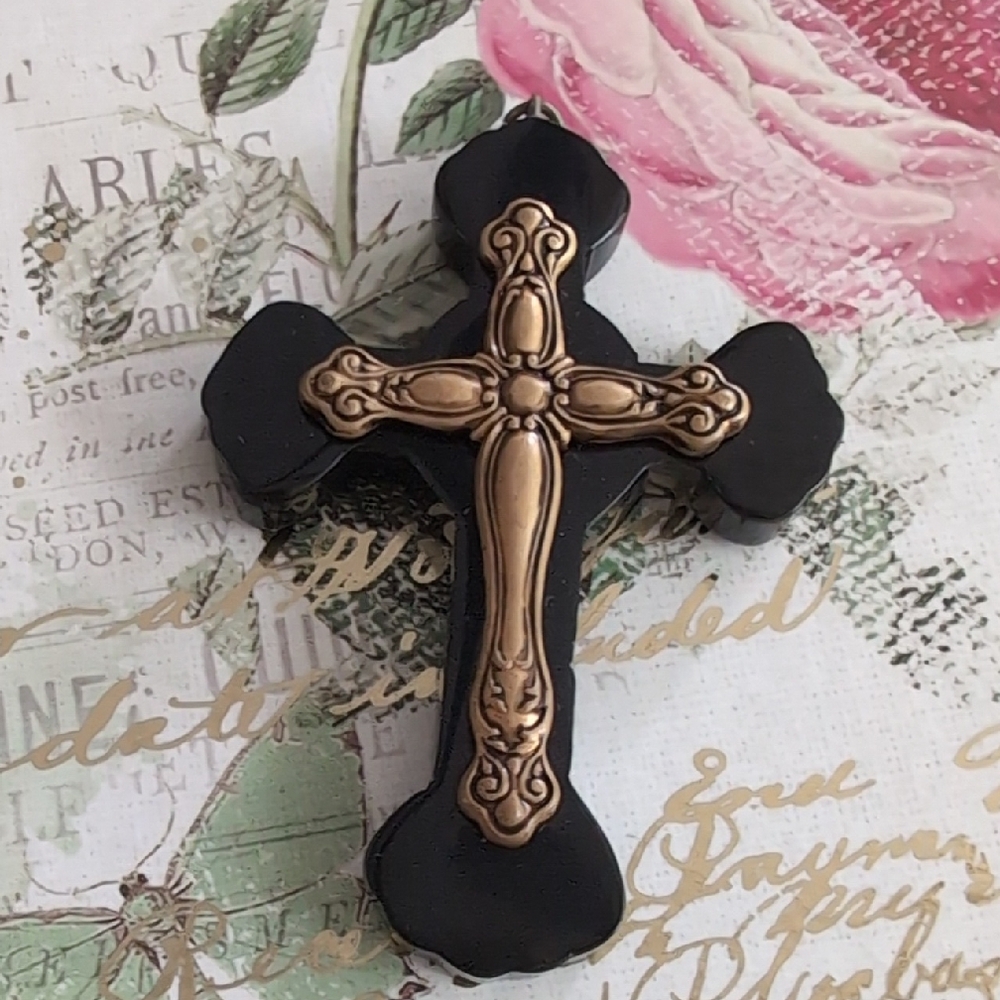 Black and Gold Vintage French Cross